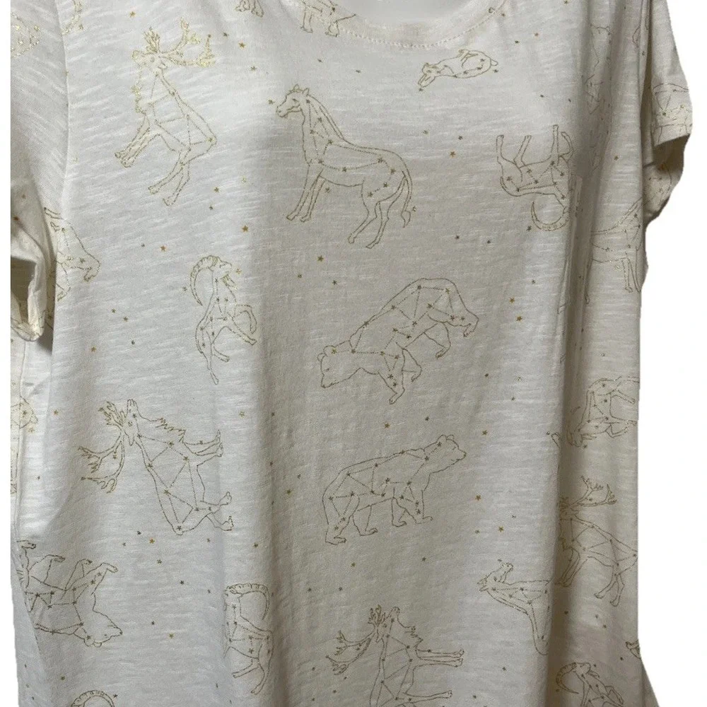 Style & Co Women's T-shirt XL All Over Animal Print Breathable Cotton Shimmery‎